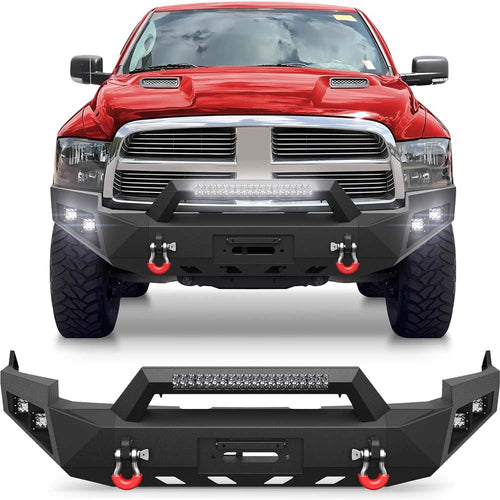 2009 - 2012 Dodge RAM 1500 Full Width Front Bumper - With Winch Plate, LED Lights, D-rings image 1