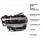 2019-2024 Dodge RAM 2500/3500/4500/5500 Switchback Sequential LED Turn Signal Projector Headlights (Matte Black Housing/Clear Lens) image 5