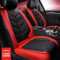 Universal 5 Seat Car Cover PU Leather Red Black image 0