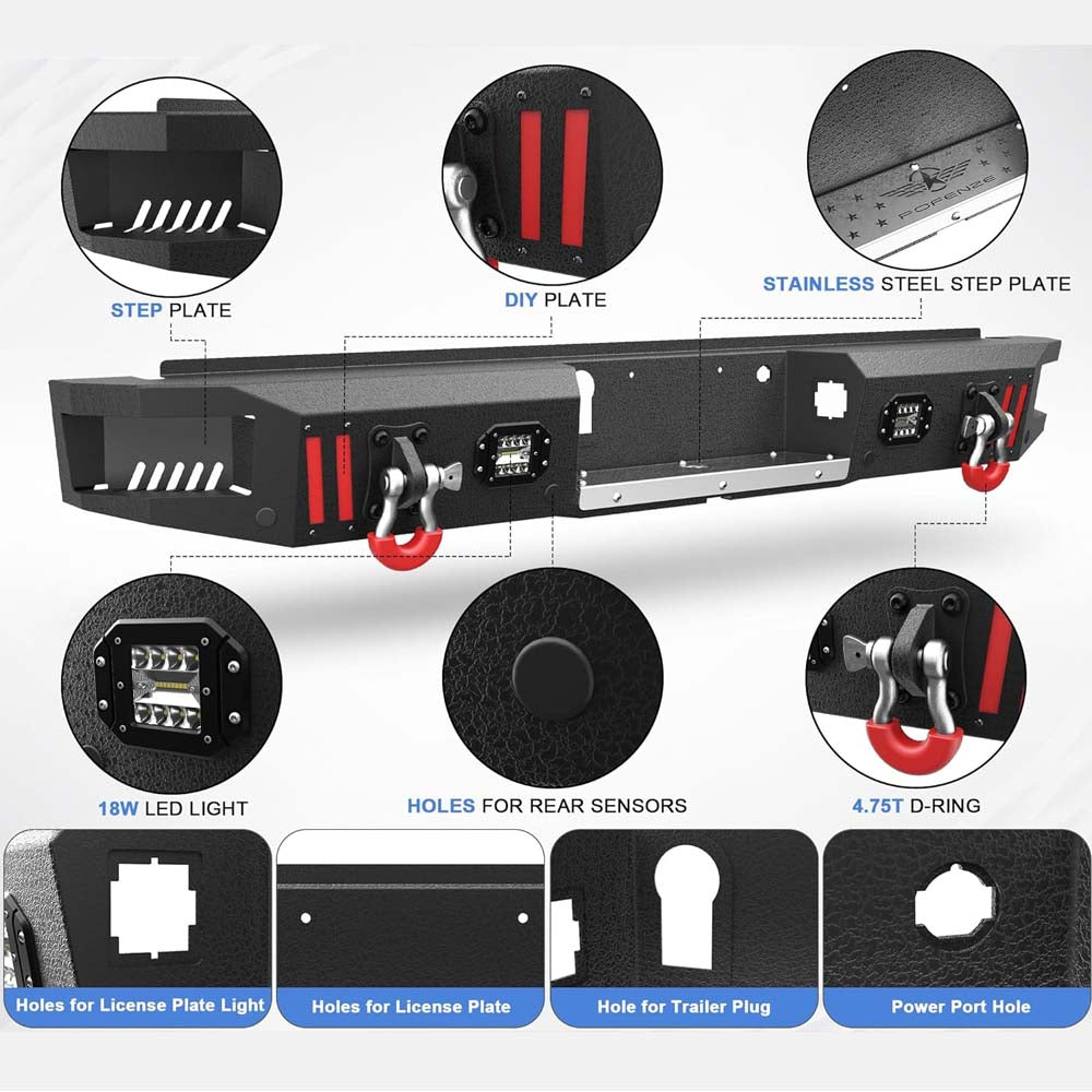 2015 - 2017 Ford F-150 Steel Rear Bumper With LED Lights (Excluding Raptor) image 1