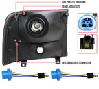 1999-2004 Ford F-250/F-350/F-450/F-550/2000-2004 Excursion  Headlights with Dual LED C-Bar Clear Lens image 1