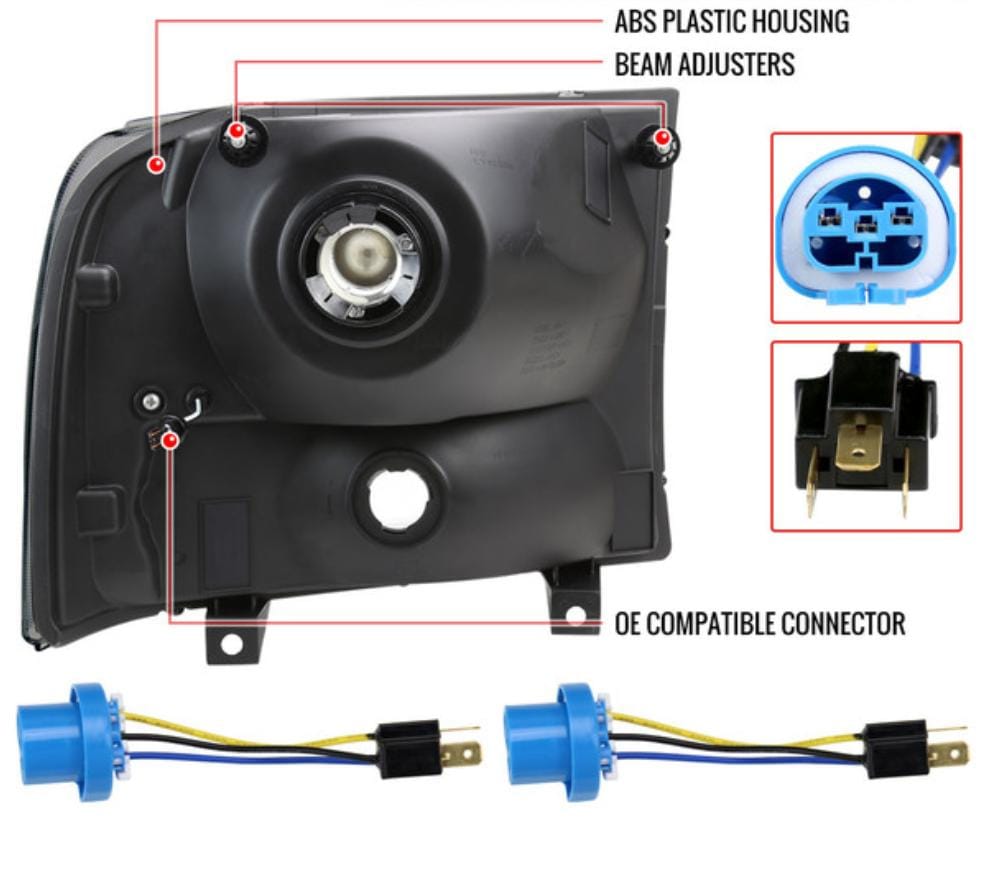 1999-2004 Ford F-250/F-350/F-450/F-550/2000-2004 Excursion  Headlights with Dual LED C-Bar Clear Lens image 1