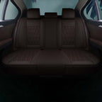 Universal 5 Seat Car Cover Coffee Brown PU Leather Waterproof image 2