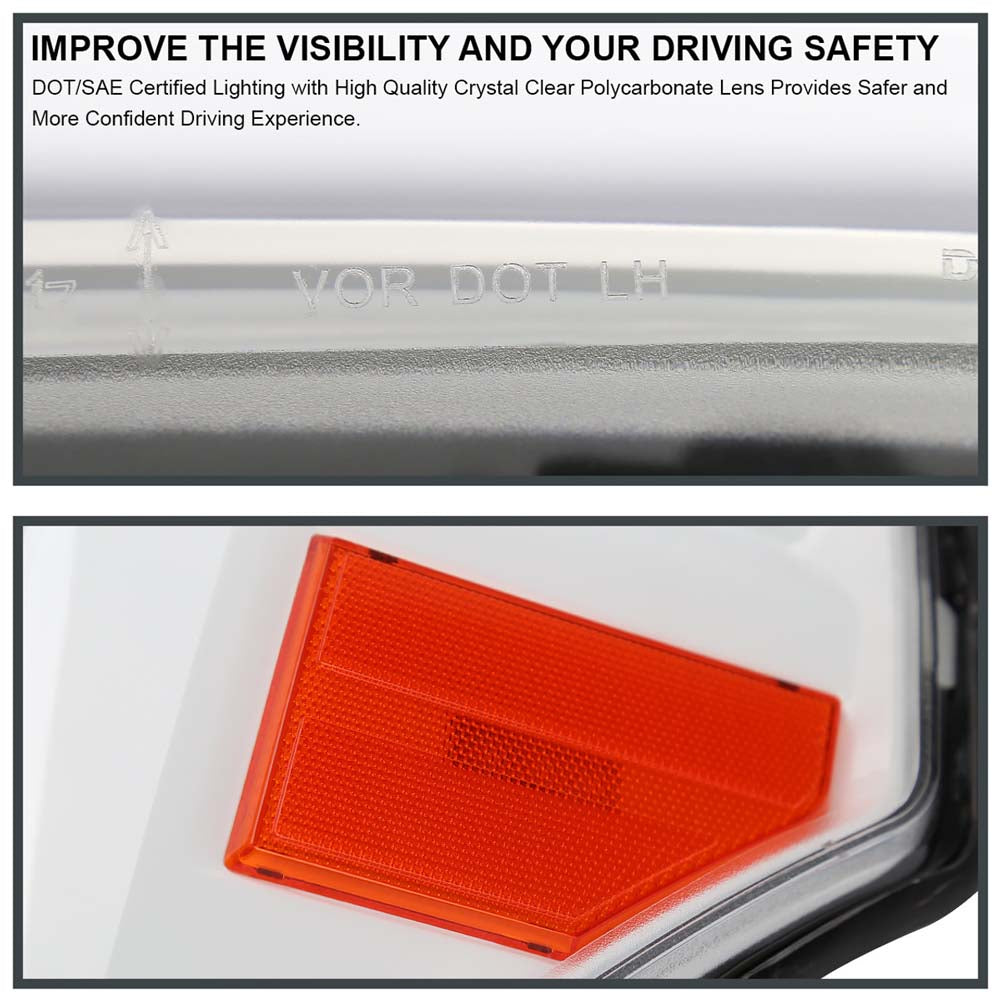 2011-2016 Ford F-250/F-350/F-450/F-550 Switchback Sequential LED C-Bar Projector Headlights (White Housing/Clear Lens) image 3