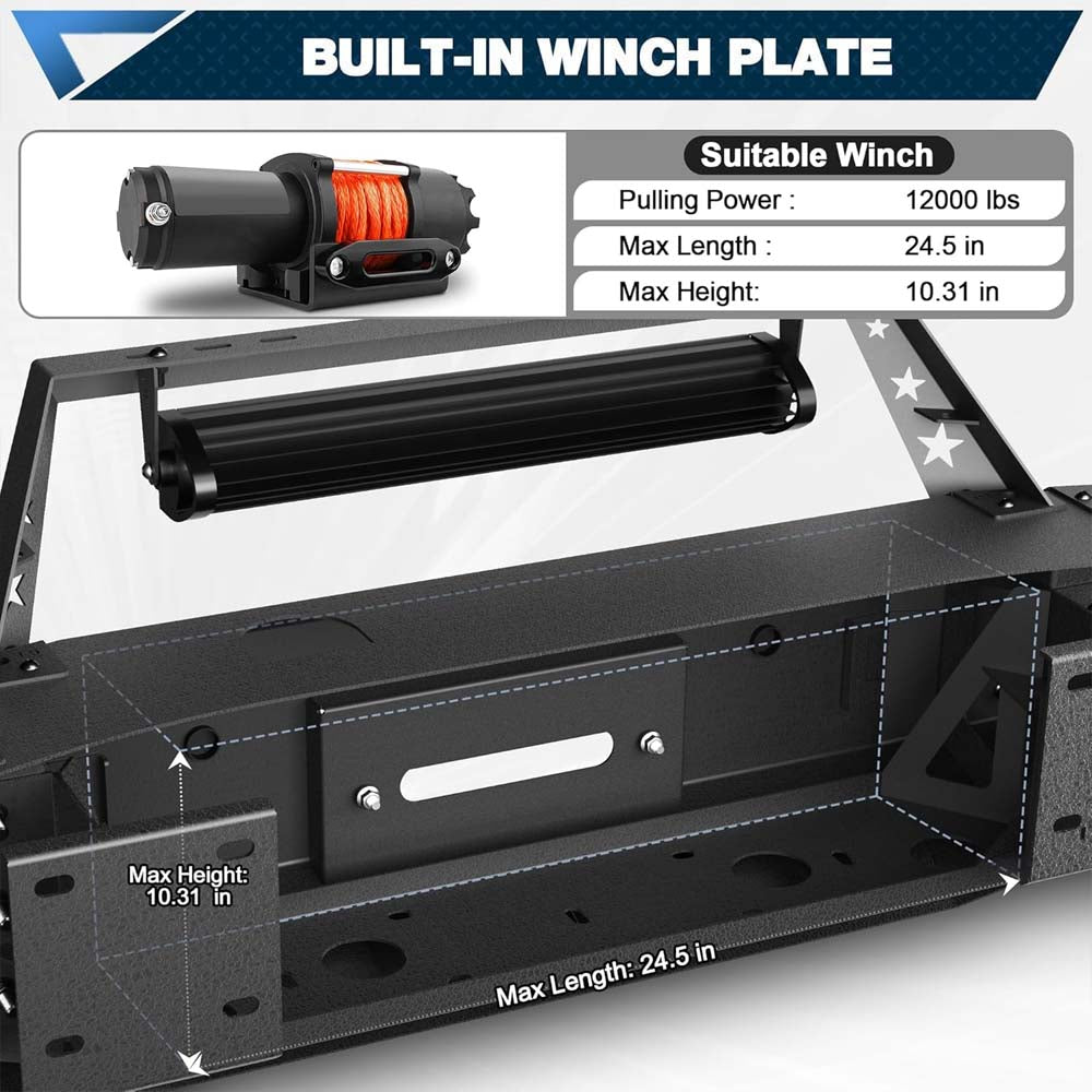 2015–2019 GMC Sierra 2500/3500 Front Steel Bumper image 3