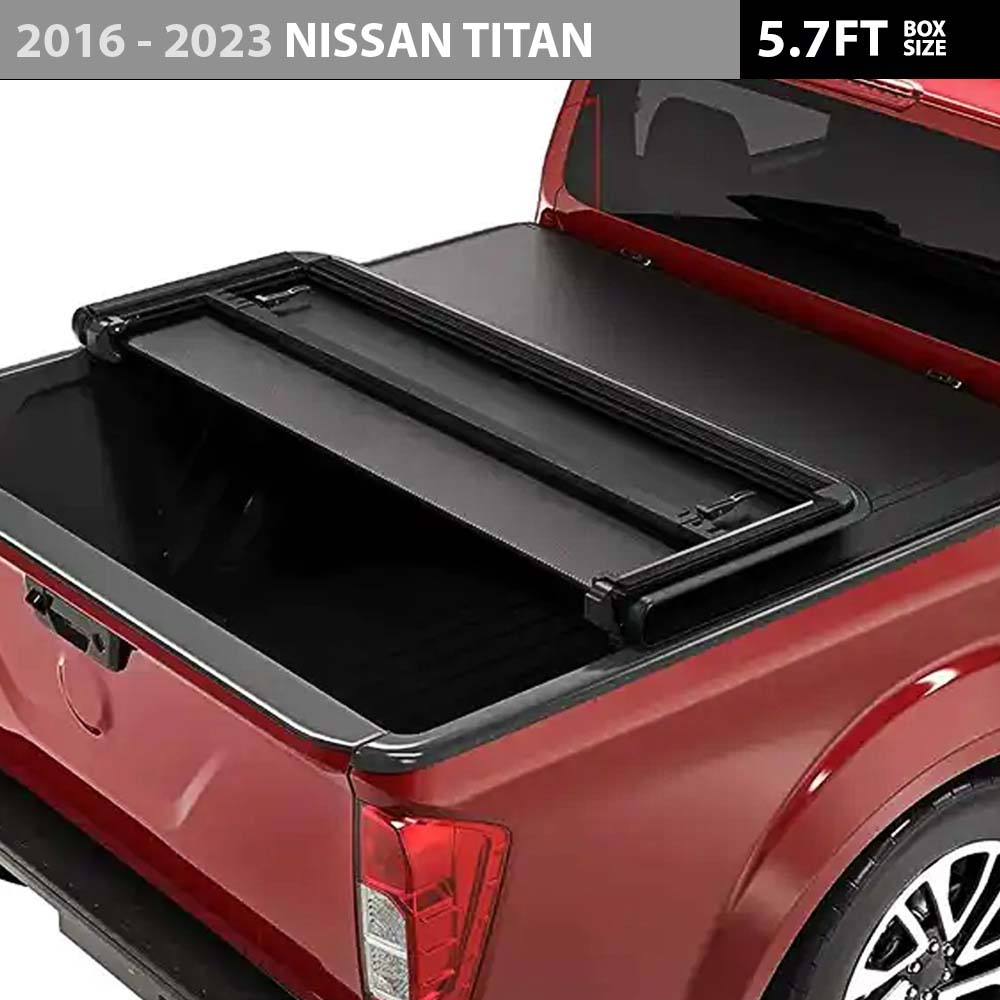 3-Fold Soft Tonneau Cover for 2016 - 2023 Nissan Titan (5.7ft Box) image 0
