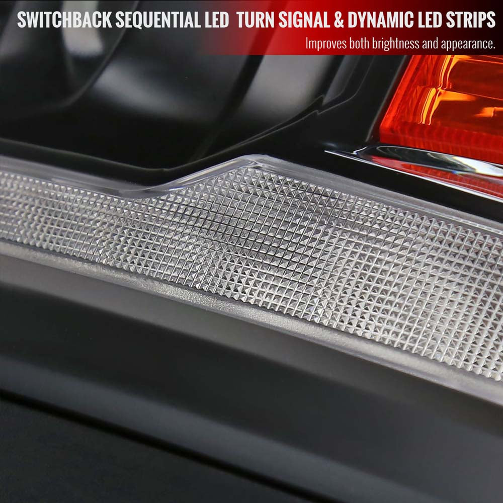 2014-2015 Chevrolet Silverado 1500 Switchback Sequential LED Bar Projector Headlights (Matte Black Housing/Clear Lens/Black Trim) image 5