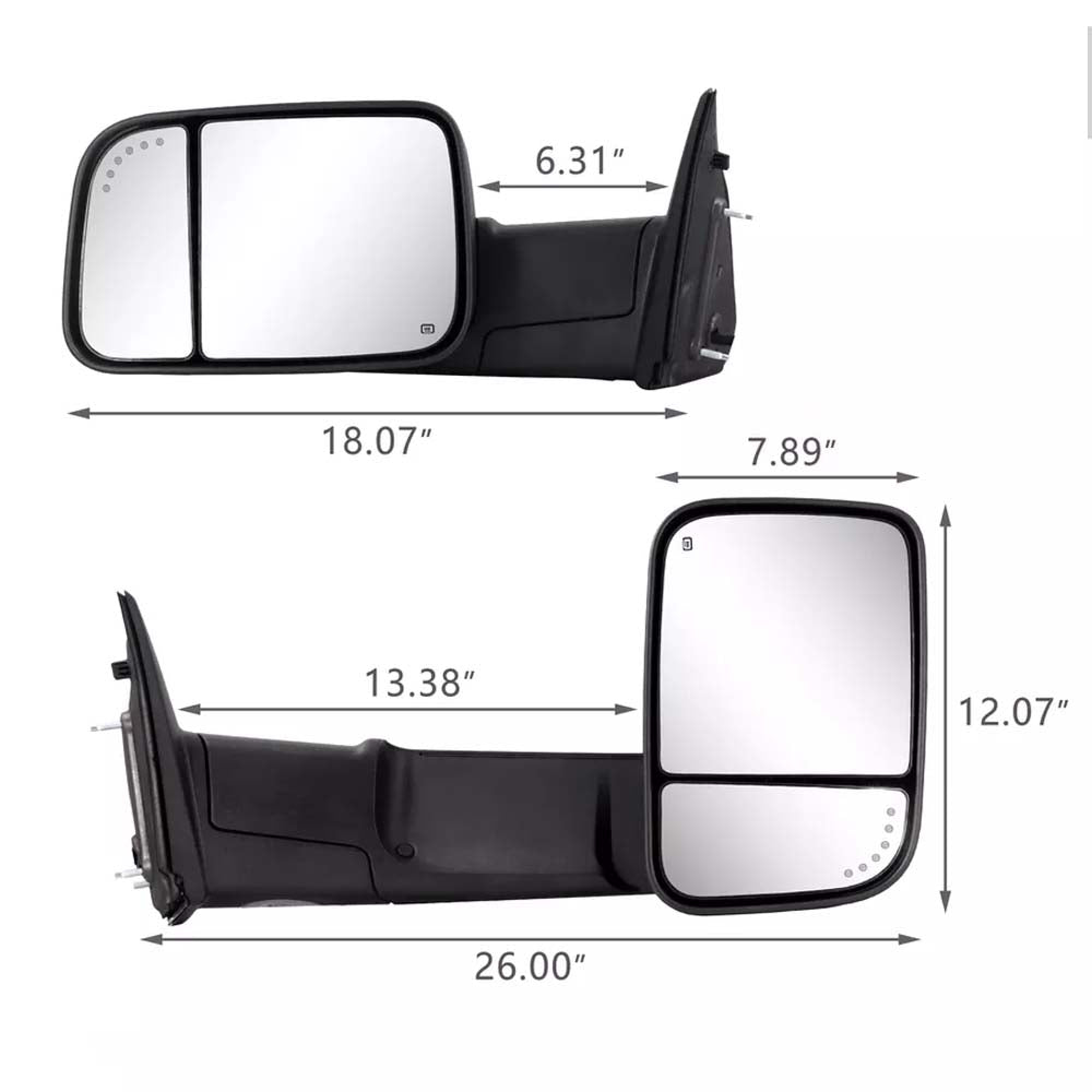 2009-2017 Dodge Ram Heated Towing Mirrors Turn Signal Light image 1