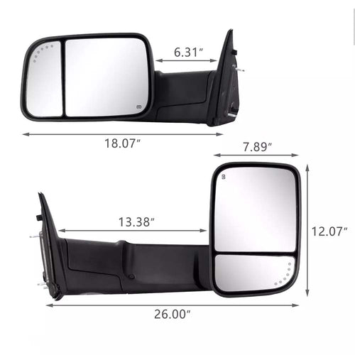 2009-2017 Dodge Ram Heated Towing Mirrors Turn Signal Light image 1