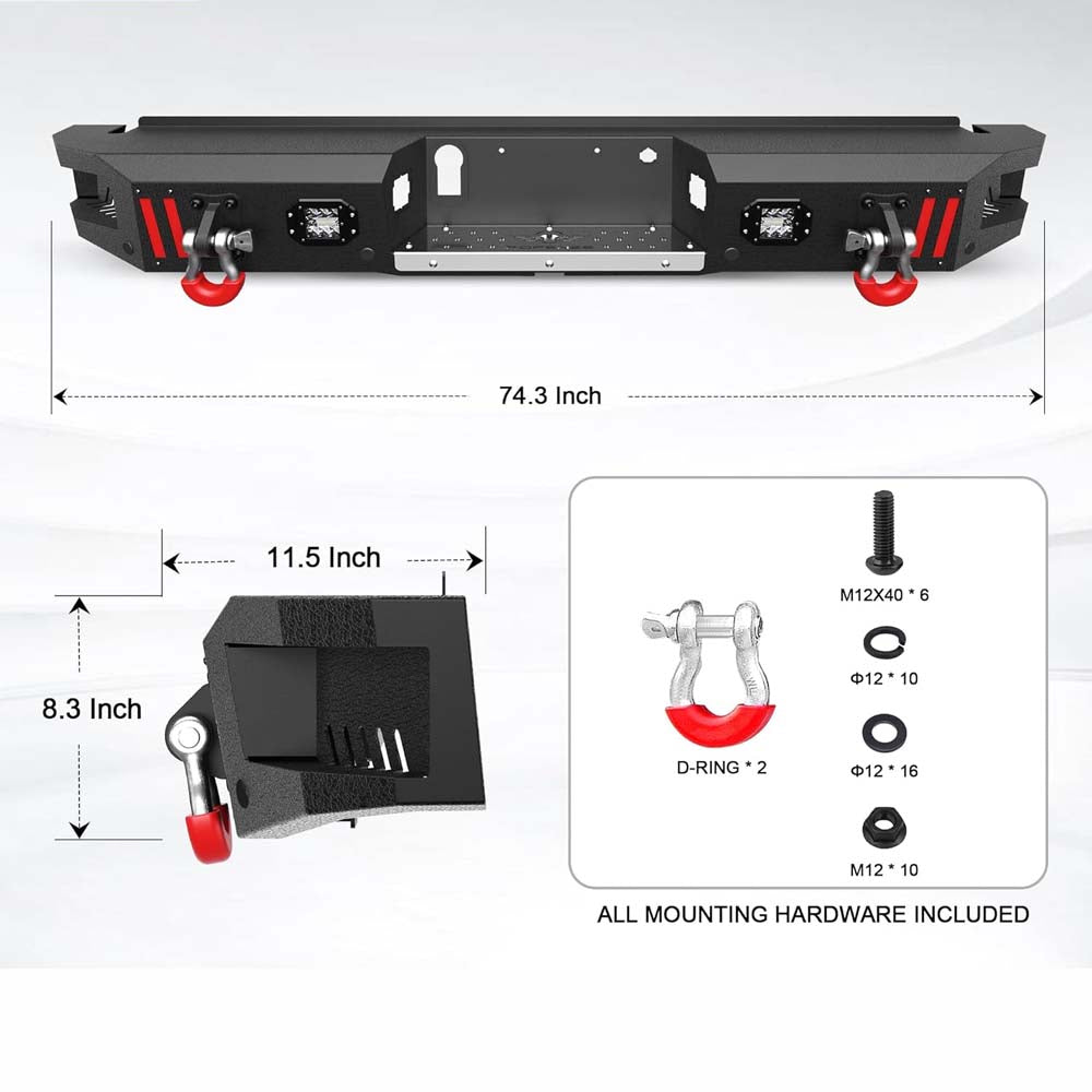 2015 - 2017 Ford F-150 Steel Rear Bumper With LED Lights (Excluding Raptor) image 2