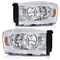 Assembly Compatible with 2006-2008 Dodge Ram 1500 / 2006-2009 Dodge Ram 2500 3500 w/ LED BAR Chrome Housing image 0