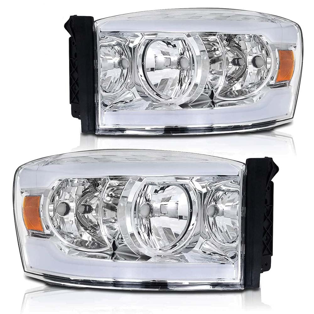 Assembly Compatible with 2006-2008 Dodge Ram 1500 / 2006-2009 Dodge Ram 2500 3500 w/ LED BAR Chrome Housing image 0