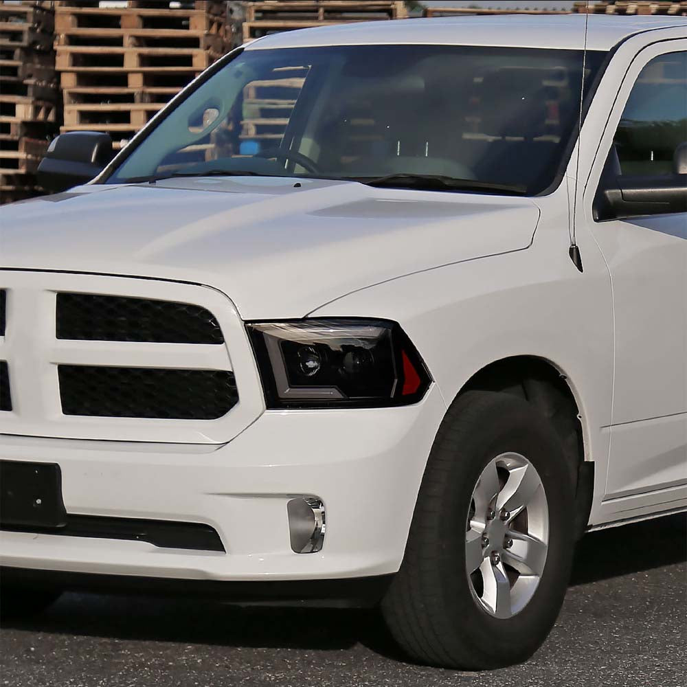 2009-2018 Dodge RAM 1500 / 2019-2021 RAM Classic/ 2010-2018 RAM 2500 3500 Switchback Sequential LED C-Bar Projector Headlights (Black Housing/Smoke Lens) image 7