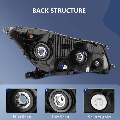 2008-2012 Honda Accord Headlights Diamond Black 4Dr Sedan Head Light Lamp Assembly image 1