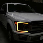 2018 - 2020 Ford F-150 LED C-Bar Projector Headlights w/ Switchback Sequential Turn Signal Lights/Black Housing image 9