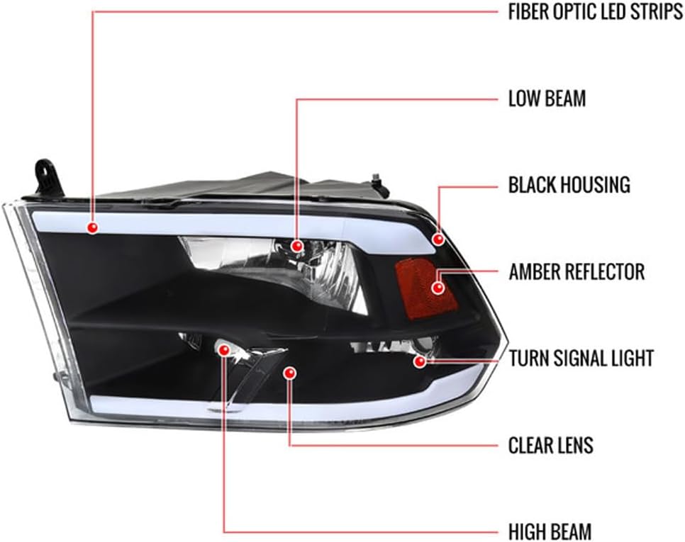 2009-2018 Dodge RAM 1500 / 2019 RAM Classic / 2010-2018 RAM 2500 3500 Switchback Sequential LED Headlights image 2