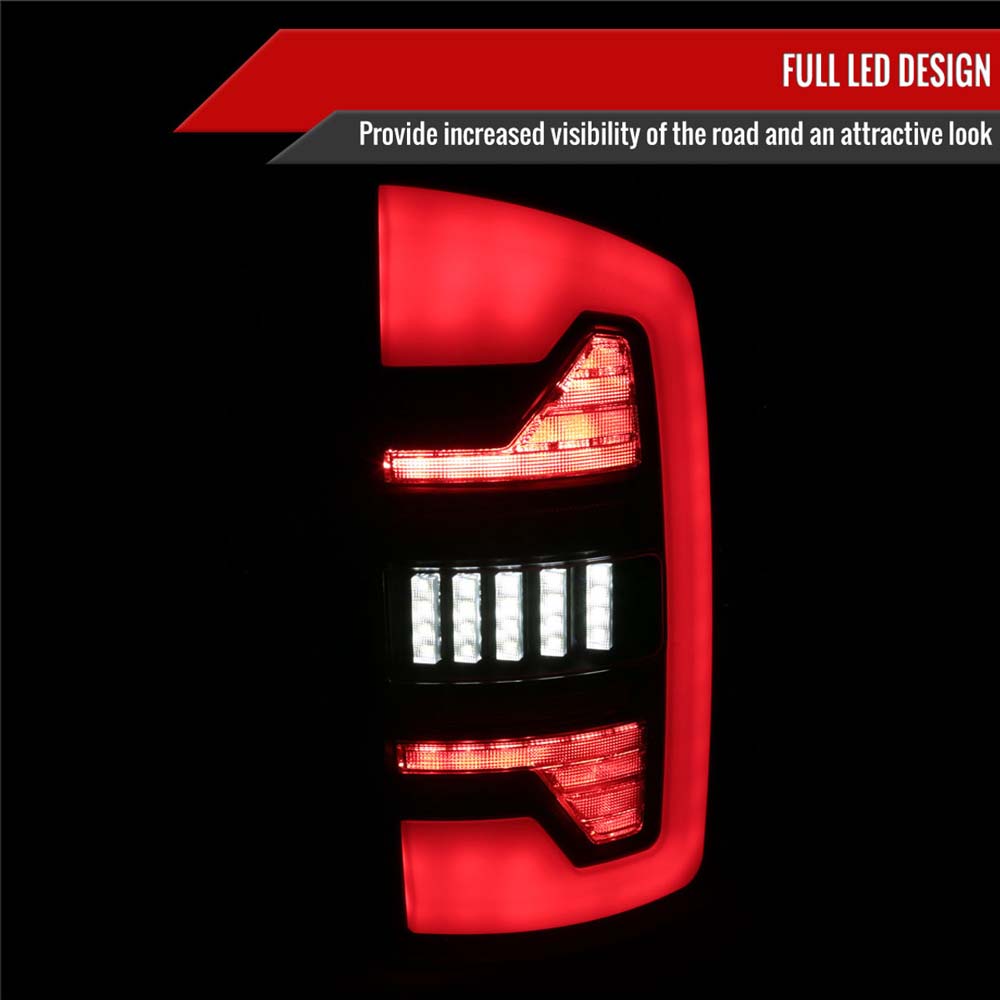 2007-2009 Dodge RAM 1500/2500/3500 Red LED Bar Tail Lights (Matte Black Housing/Smoke Lens) image 1