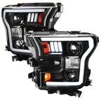 2015 - 2017 Ford F-150 LED Bar Projector Headlights - (Matte Black Housing/Clear Lens) image 0