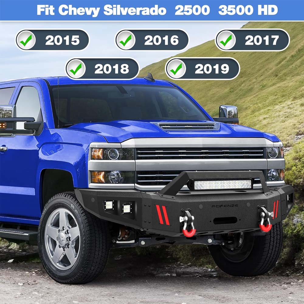2015 - 2019 Silverado 2500 3500 Steel Front Bumper W/ LED Lights image 5