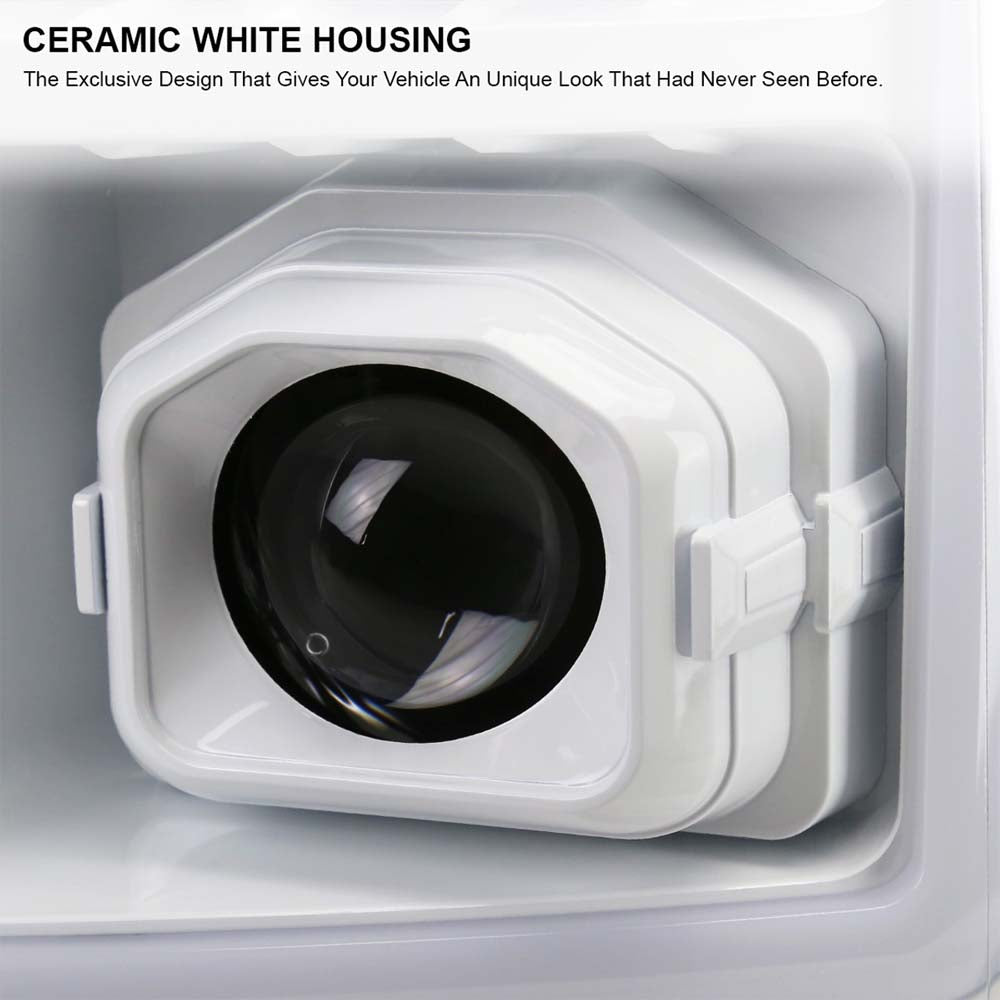 2011-2016 Ford F-250/F-350/F-450/F-550 Switchback Sequential LED C-Bar Projector Headlights (White Housing/Clear Lens) image 1