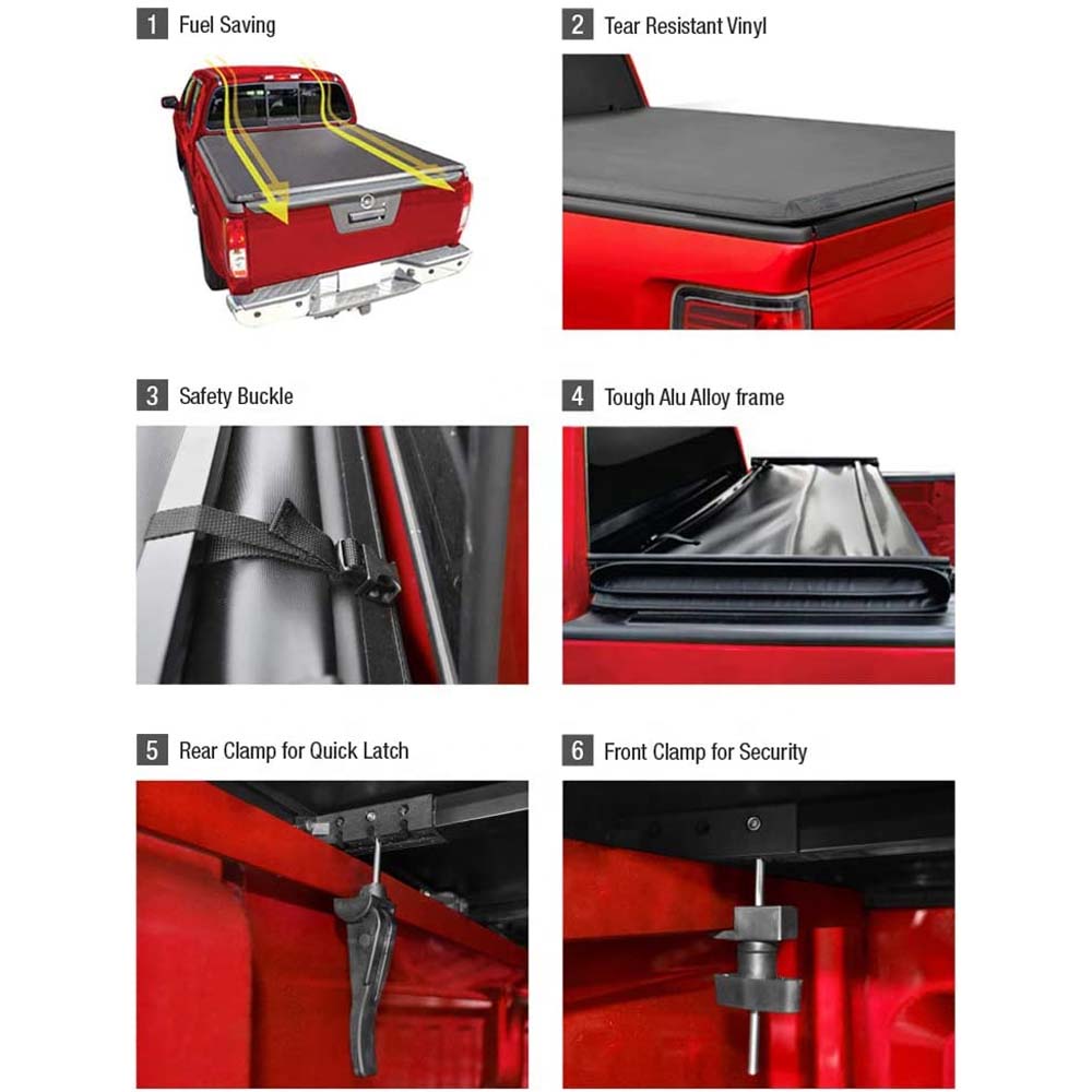 3-Fold Soft Tonneau Cover for 1999 - 2023 Ford F250/350 (6.8ft Box) image 1