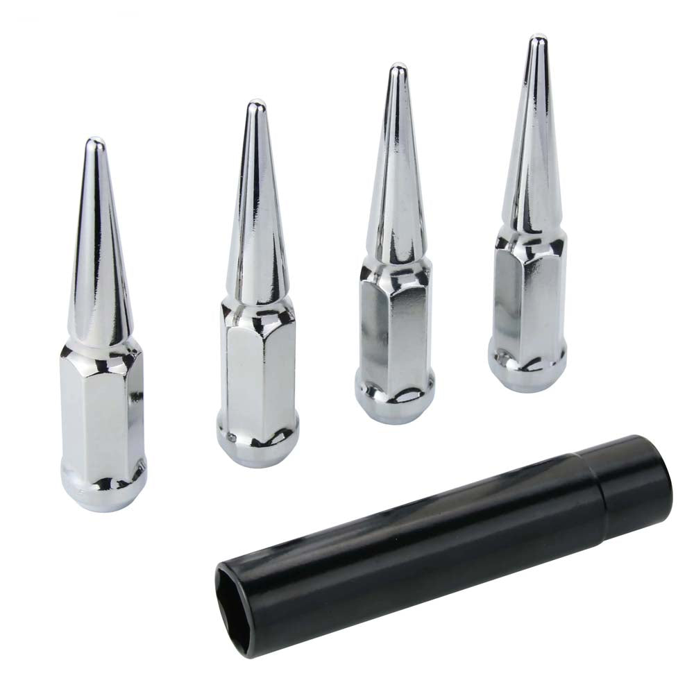 M14x1.5 Silver Spike Wheel Lug Nuts (24 Pack) image 0