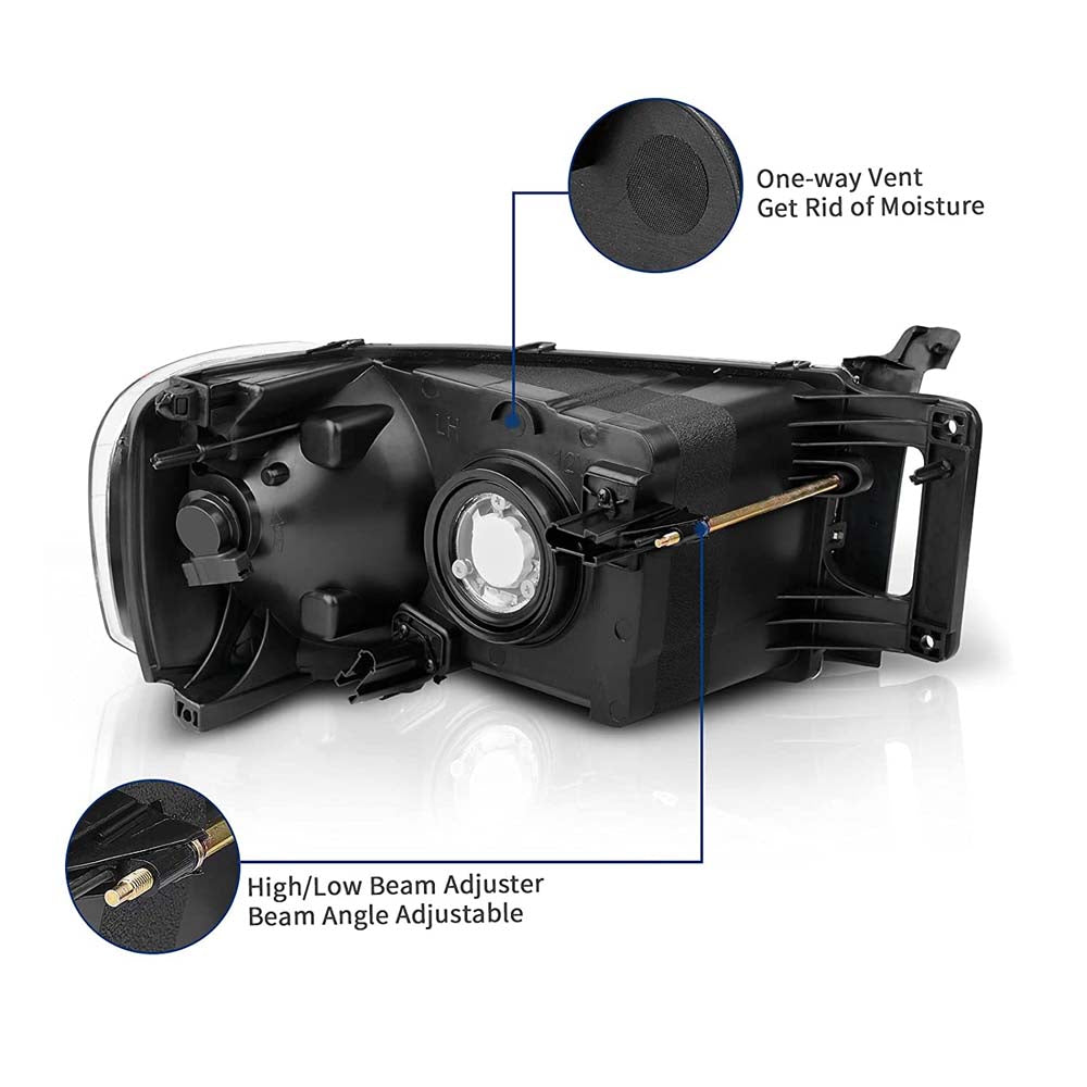 Headlight Assembly Compatible with 2002-2005 Dodge Ram Black Housing image 2
