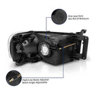 Headlight Assembly Compatible with 2002-2005 Dodge Ram Black Housing image 2