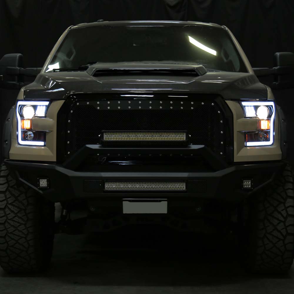 2015 - 2017 Ford F-150 LED Bar Projector Headlights - (Matte Black Housing/Clear Lens) image 10