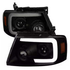 2004 - 2008 Ford F-150 Switchback Sequential LED C-Bar Projector Headlights (Matte Black Housing/Clear Lens) image 0
