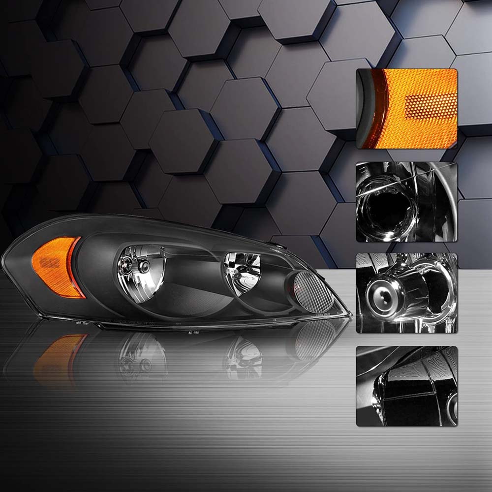 Headlight Assembly Replacement for 2006-2013 Chevy Impala / 06 07 Chevy Monte Carlo / 14-16 Chevy Impala Limited Black Housing image 3