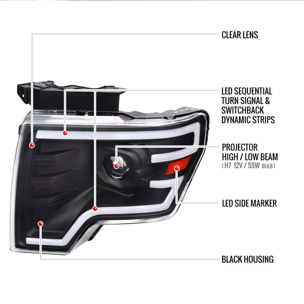 2009-2014 Ford F-150 Projector Headlight Assembly w/ LED image 3