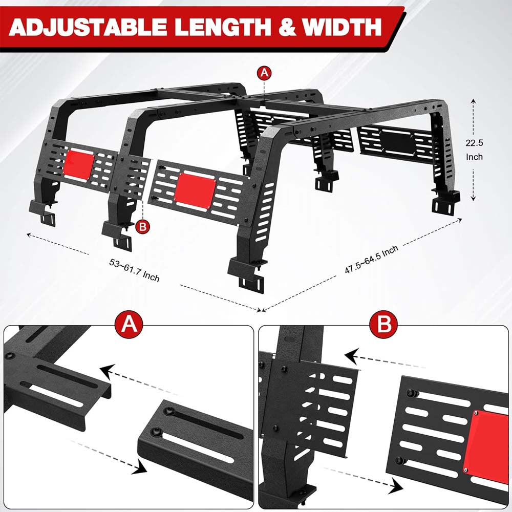 Truck Bed Rack for Trucks w/Bed Rails Universal Heavy Duty image 1