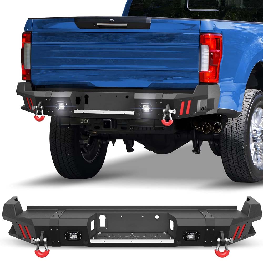 2017 - 2025 Ford F250/F350/F450 Steel Rear Bumper W/ LED Lights image 1