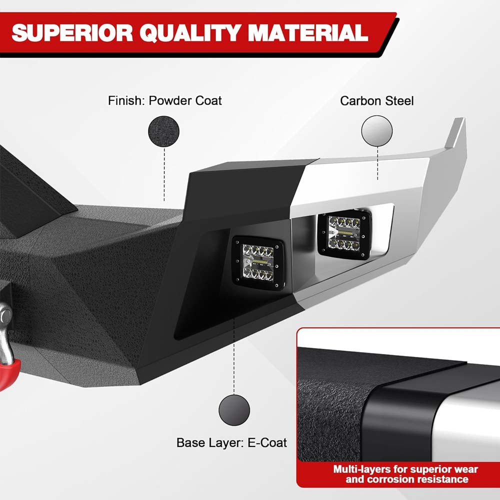 2009 - 2012 Dodge RAM 1500 Full Width Front Bumper - With Winch Plate, LED Lights, D-rings image 4