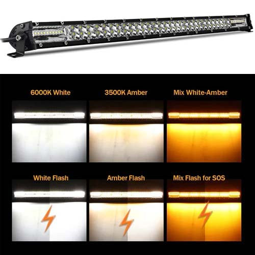 26" LED Bar White Amber Strobe Super Bright Dual Row 240W image 0