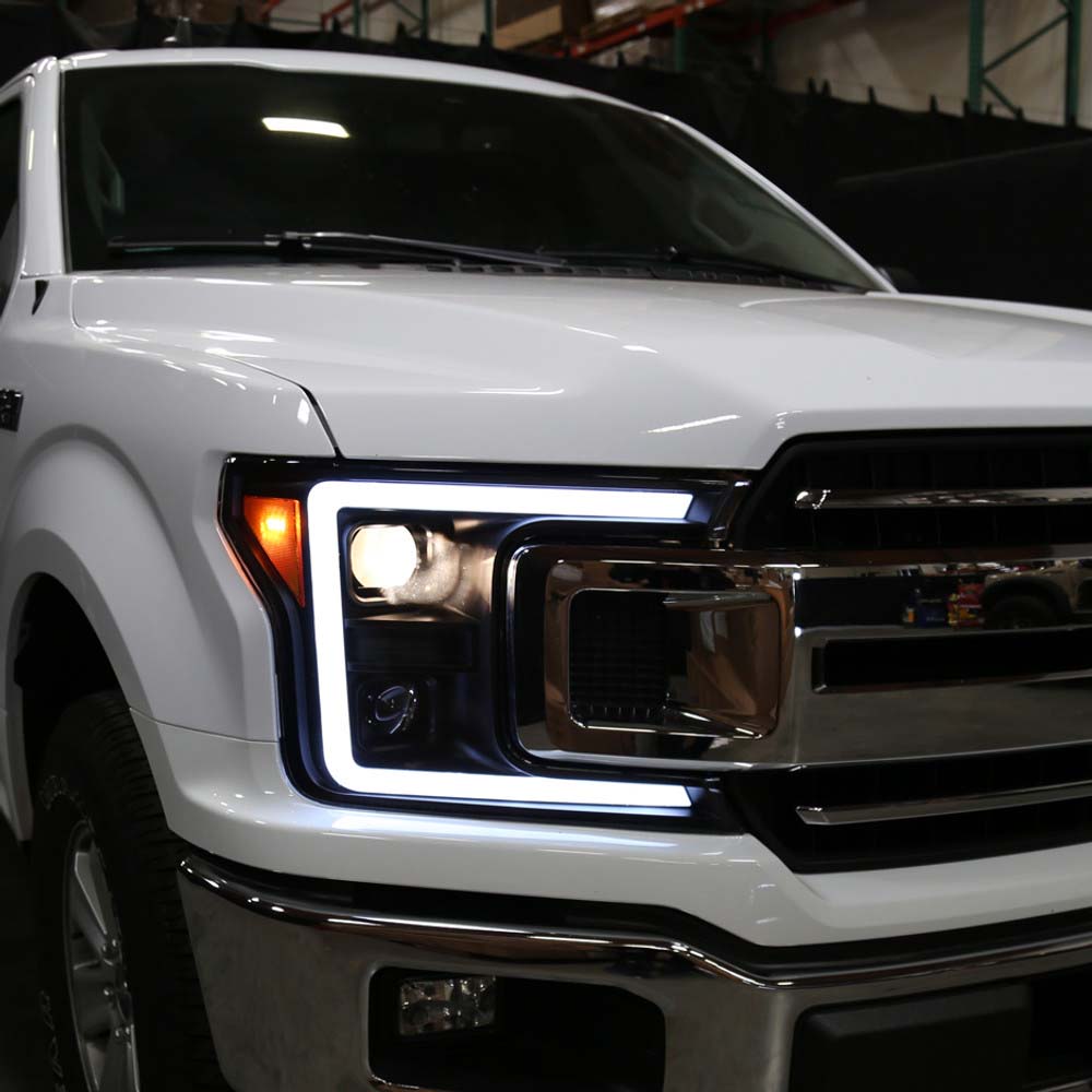 2018 - 2020 Ford F-150 LED C-Bar Projector Headlights w/ Switchback Sequential Turn Signal Lights/Black Housing image 8