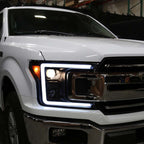 2018 - 2020 Ford F-150 LED C-Bar Projector Headlights w/ Switchback Sequential Turn Signal Lights/Black Housing image 8