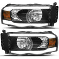 Headlight Assembly Compatible with 2002-2005 Dodge Ram 1500 2500 3500 w/ LED DRL Black Housing Headlamps image 0