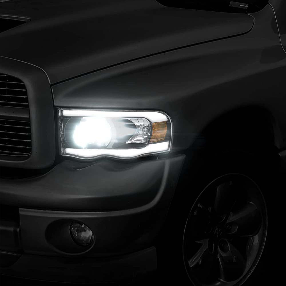Headlight Assembly Compatible with 2002-2005 Dodge Ram 1500 2500 3500 w/ LED DRL Black Housing Headlamps image 3
