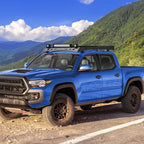 Top Roof Rack for Toyota Tacoma Cargo Carrier – 2x18W LED Lights &amp; 144W Light Bar, Textured Black Roof Luggage Storage (2005-2023) image 1