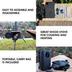 Portable Camp Wood Stove Foldable Legs Camping Outdoor Tent Heating and Cooking Wood Tent Stove image 3