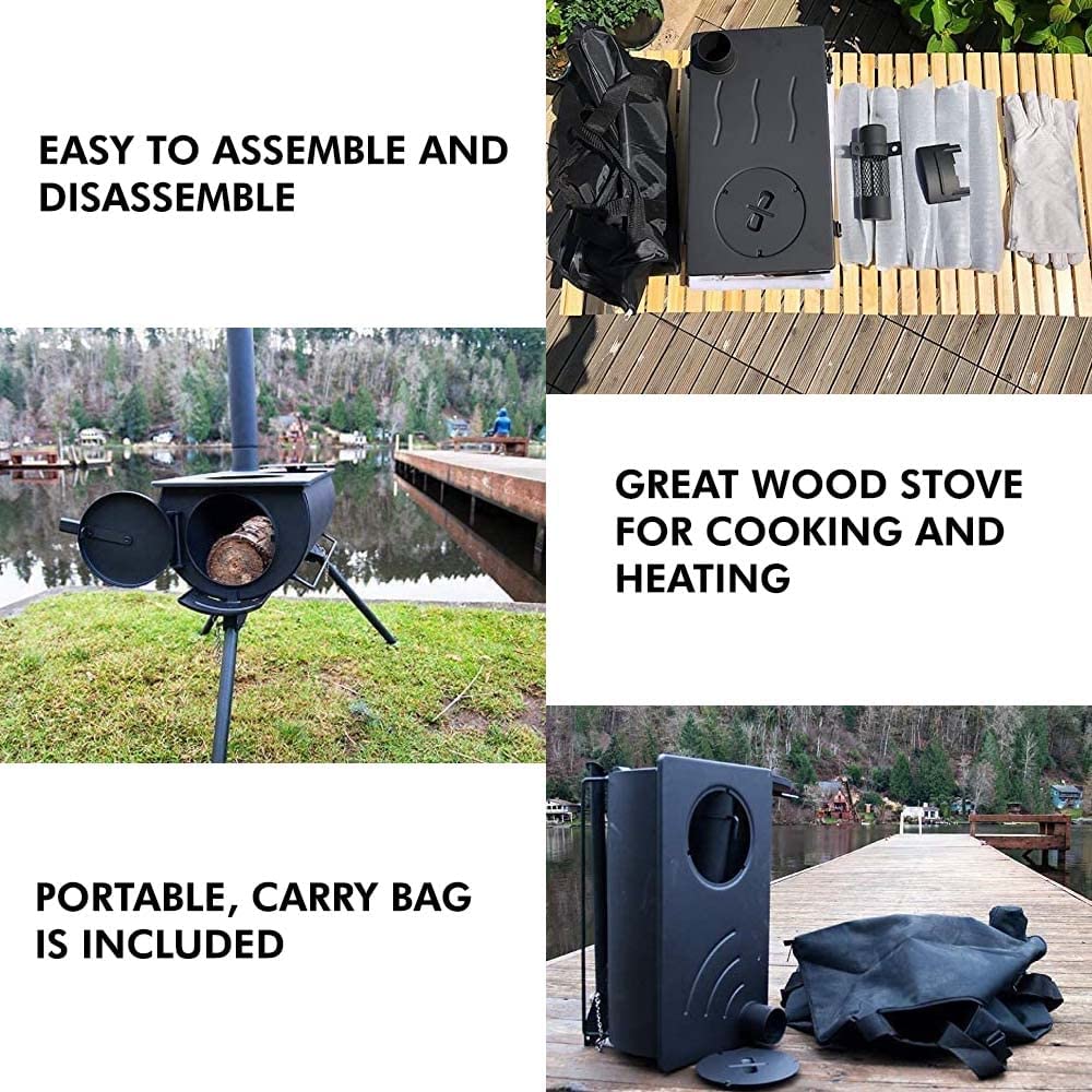 Portable Camp Wood Stove Foldable Legs Camping Outdoor Tent Heating and Cooking Wood Tent Stove image 3
