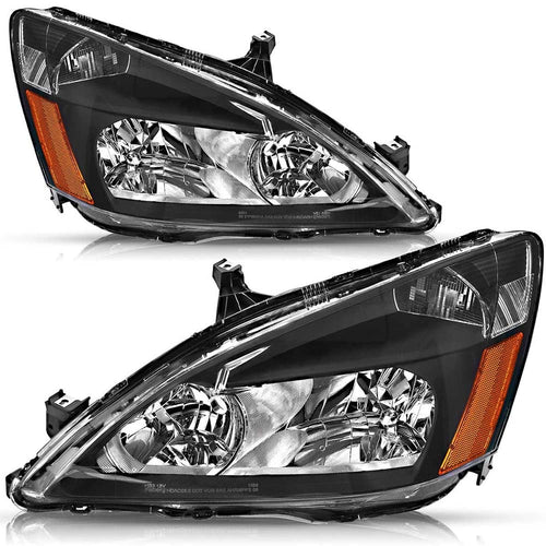 2003-2007 Honda Accord Headlight Assembly Housing Headlamp w/ Amber Reflector image 0