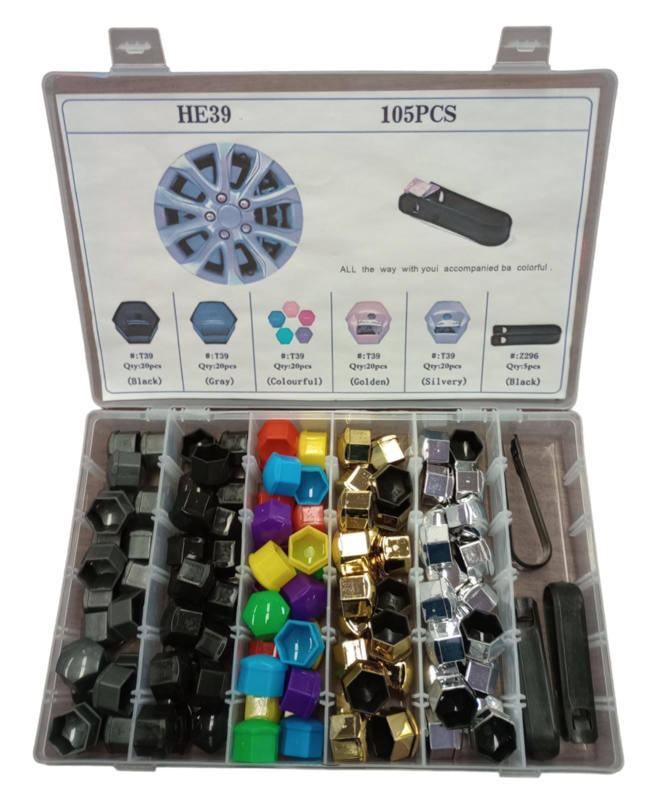 105 PCS HE39 Universal Auto LOCK NUT PLATIC COVER image 0