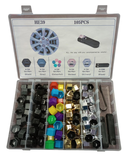 105 PCS HE39 Universal Auto LOCK NUT PLATIC COVER image 0
