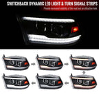 2009-2018 Dodge RAM 1500 / 2019-2021 RAM Classic / 2010-2018 RAM 2500 3500 Switchback Sequential Projector Headlights (Matte Black Housing/Clear Lens) image 1