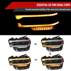 2019-2024 Dodge RAM 2500/3500/4500/5500 Switchback Sequential LED Turn Signal Projector Headlights (Matte Black Housing/Clear Lens) image 1