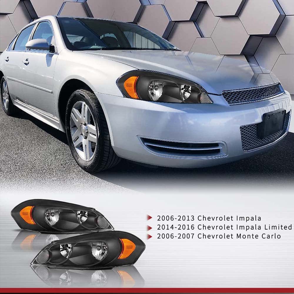 Headlight Assembly Replacement for 2006-2013 Chevy Impala / 06 07 Chevy Monte Carlo / 14-16 Chevy Impala Limited Black Housing image 5
