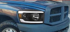 Headlight Assembly Compatible with 2006-2008 Dodge Ram 1500 / 2009 2500-3500 LED DRL Black Housing Headlamps image 1